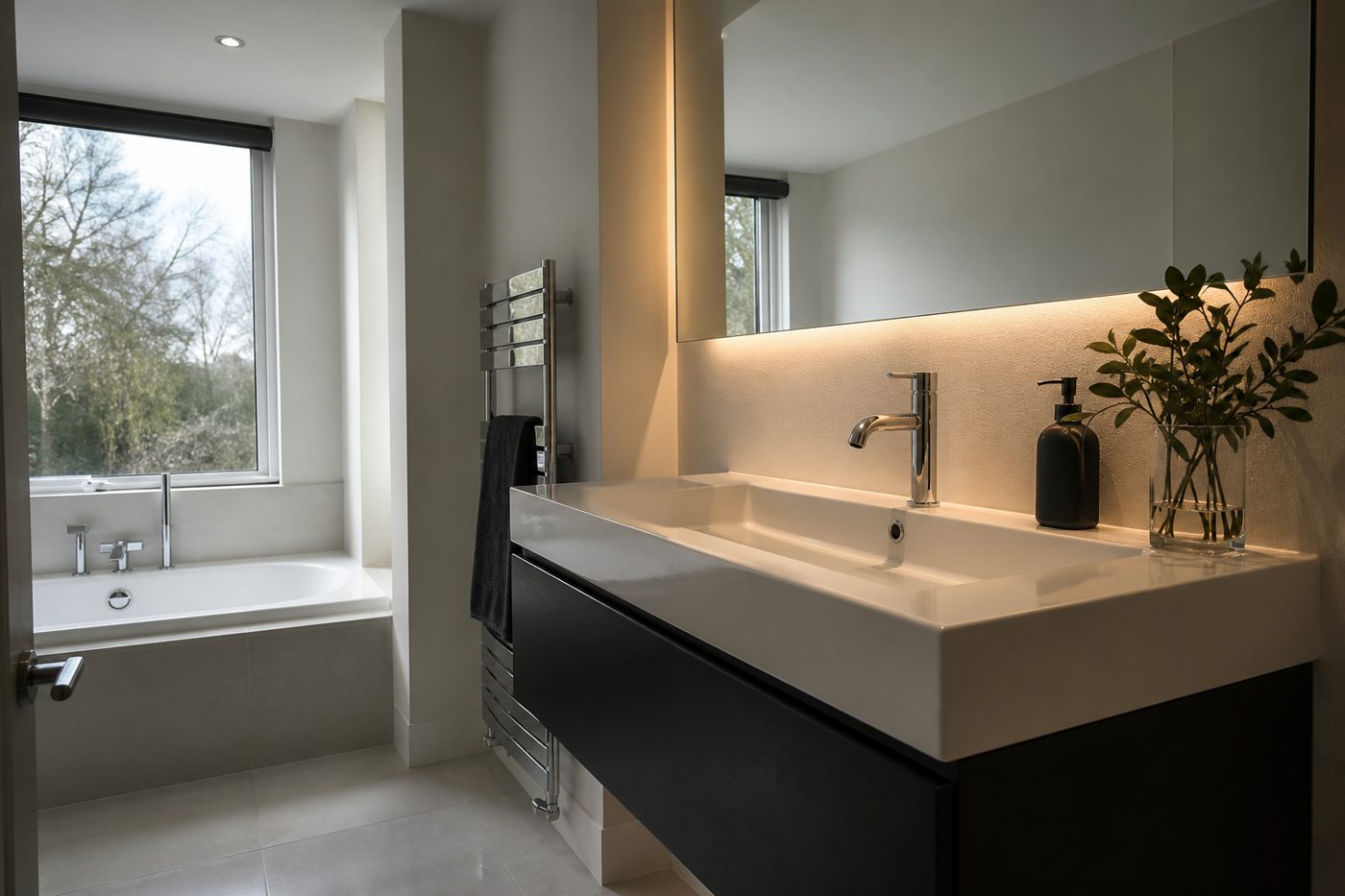 Exquisite detailed hand-cleaning of a bright workspace