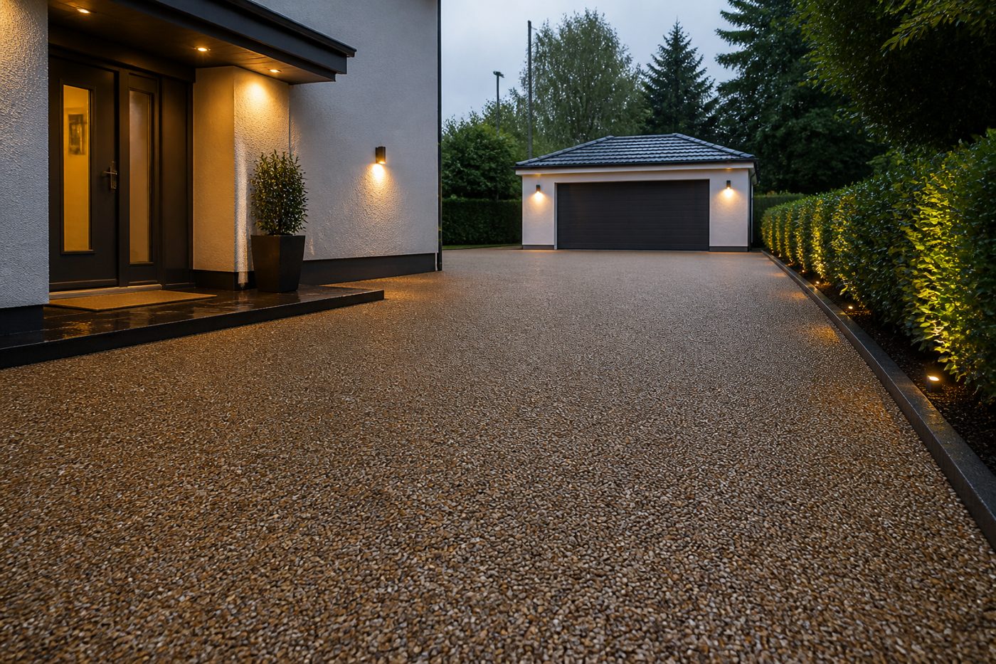 Premium resin-bound driveway installation close-up